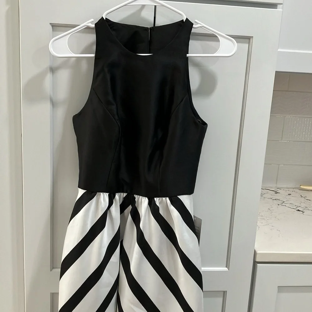 NWT Alfred Sung Formal Striped Skirt Satin Twill Pockets Sleeveless Maxi Dress - Picture 3 of 12